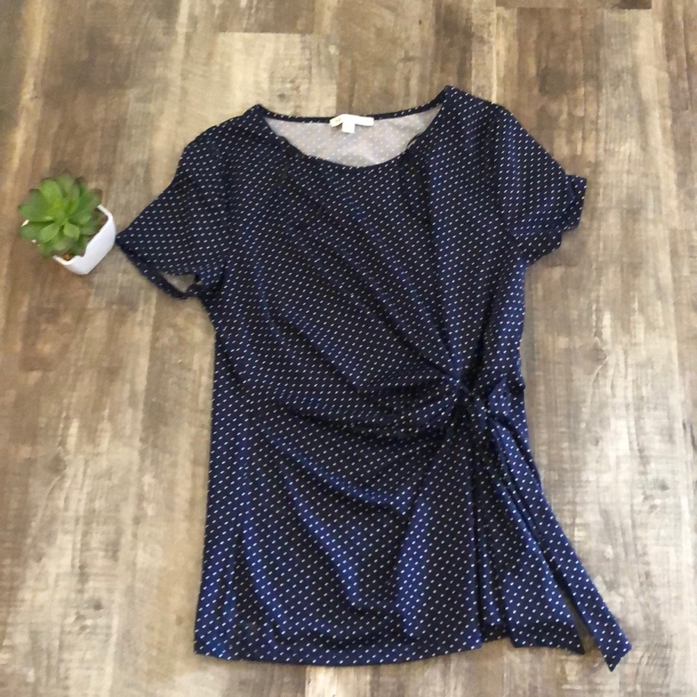 Navy White Polka Dot Blouse
